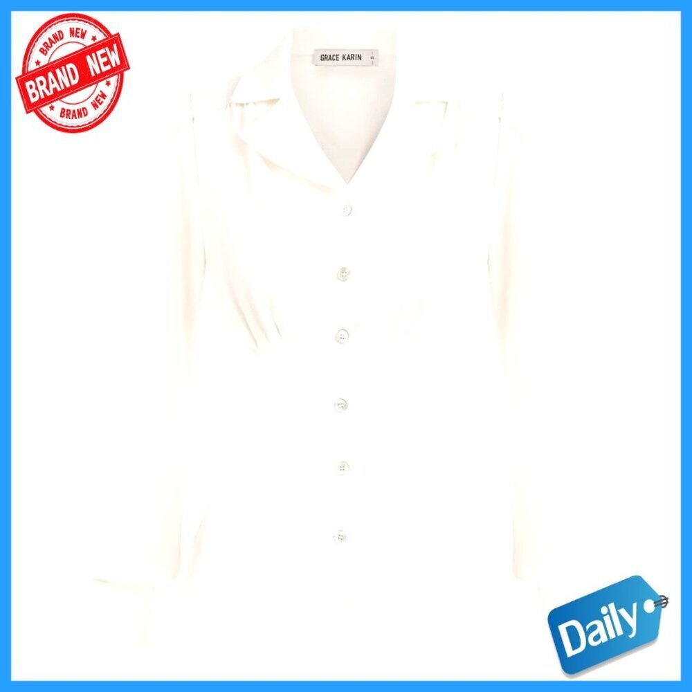 Long Sleeve Button Down Peplum Blouse Business Casual Work Shirt